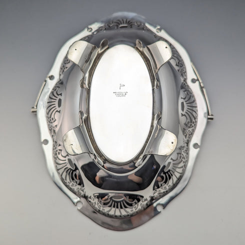 1907 British Antique Sterling Silver Basket Earrings Movable Handle 347g Walker&Hall